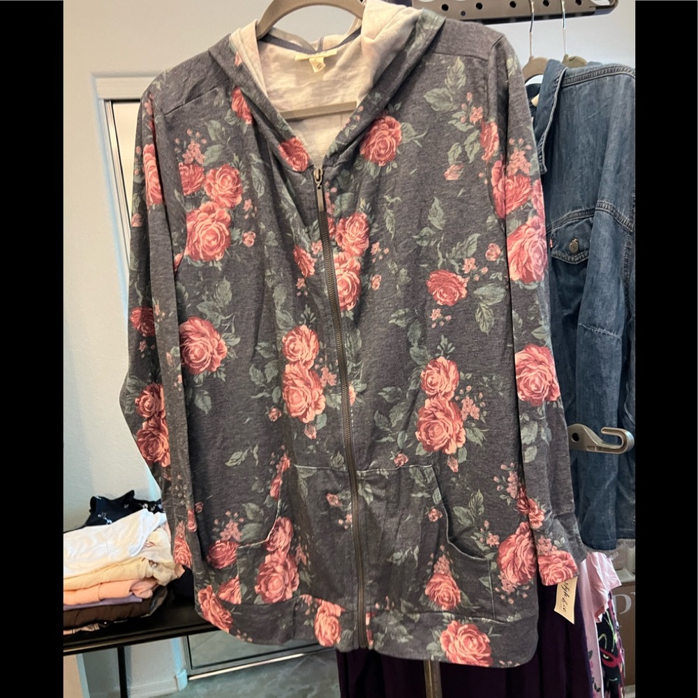 Floral , lightweight, spring hoodie!